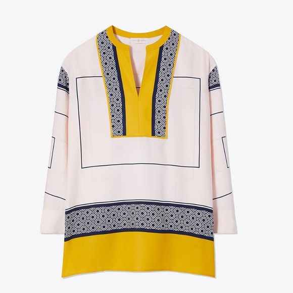 TORY BURCH aston tunic ballet pink octagon square scarf Size Small New w tags - Picture 6 of 10